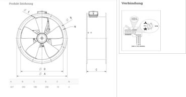 Axial-Rohrventilator TXBR-250 ECOWATT
