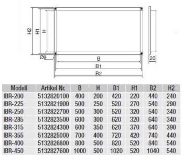 Gegenflansch für Kanalventilator IBR-225