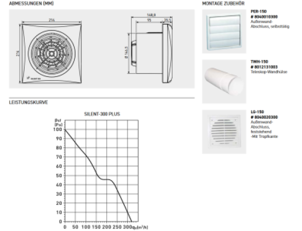 S&P SILENT - 300 CHZ PLUS Kleinraum-Ventilator
