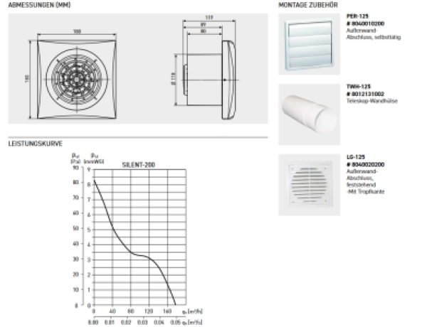 S&P SILENT-200 CRZ Kleinraum-Ventilator